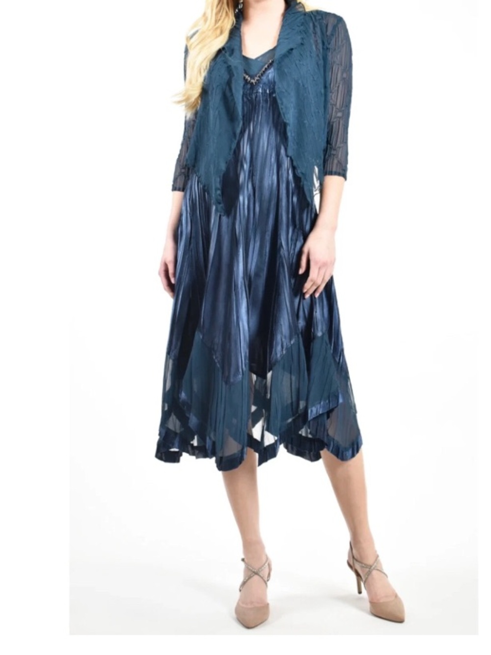 Komorov Dress Cobalt Blue Embelllished, Asymmetrical Hem with Top Size  XL